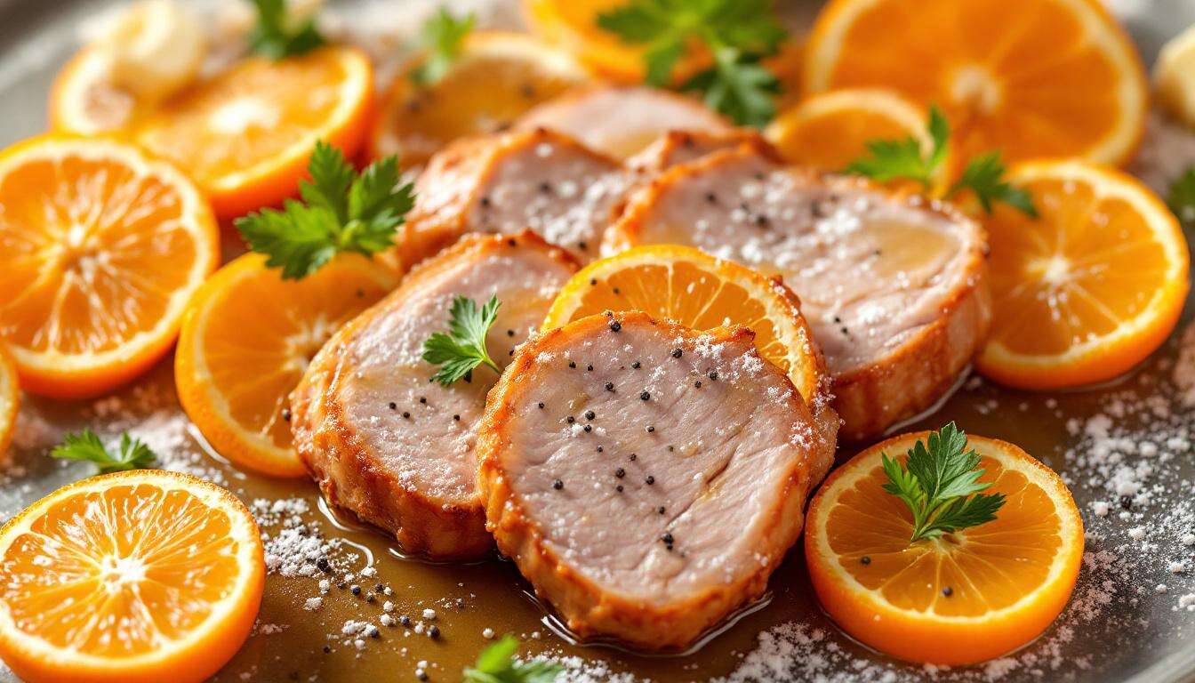 Scaloppine di maiale all’arancia in padella: morbide e con un sughetto cremoso
