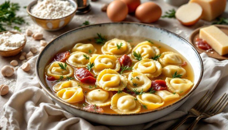 Tortellini in brodo fatti in casa: ripieno ricco e brodo di cappone limpido, passo passo