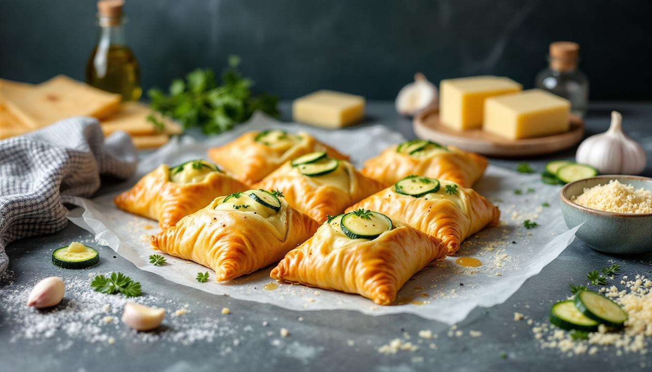 Fagottini di pasta sfoglia ripieni di zucchine e scamorza: idea veloce per la cena