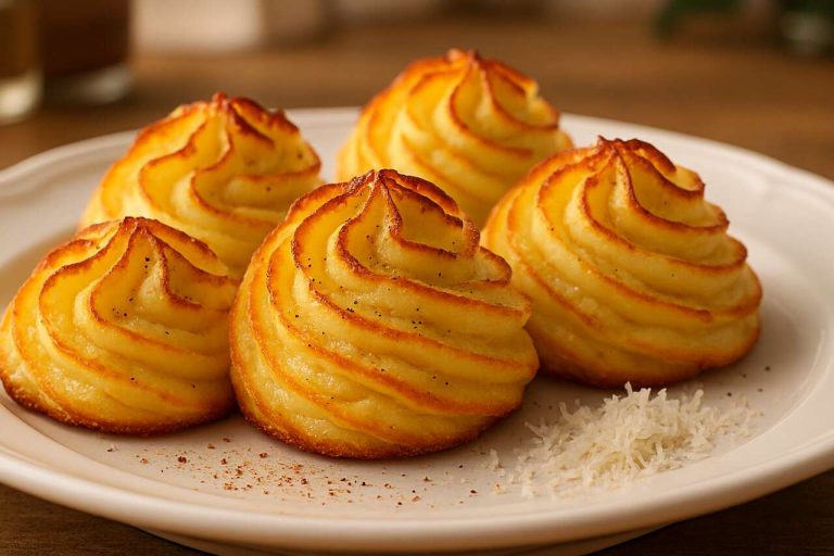 Patate duchessa al forno: ciuffi dorati e croccanti fuori, morbidi dentro