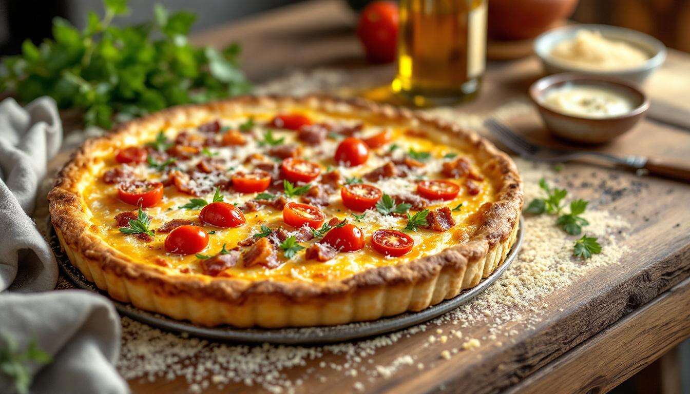 Quiche di polenta: la ricetta con pancetta, taleggio e pomodorini