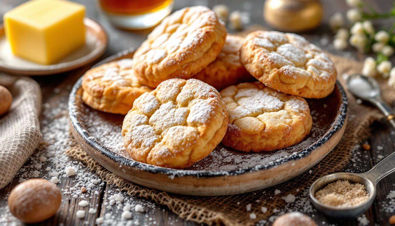 Biscotti tondini al burro con zucchero e vaniglia