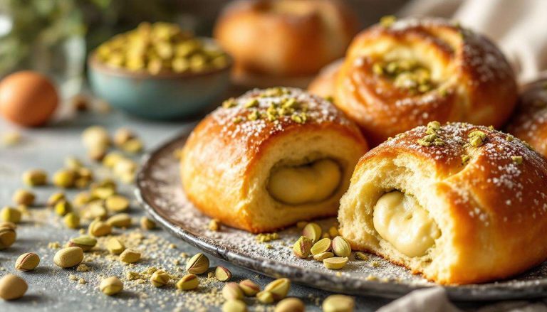 Girelle al pistacchio soffici come al bar: impasto brioche e doppia lievitazione
