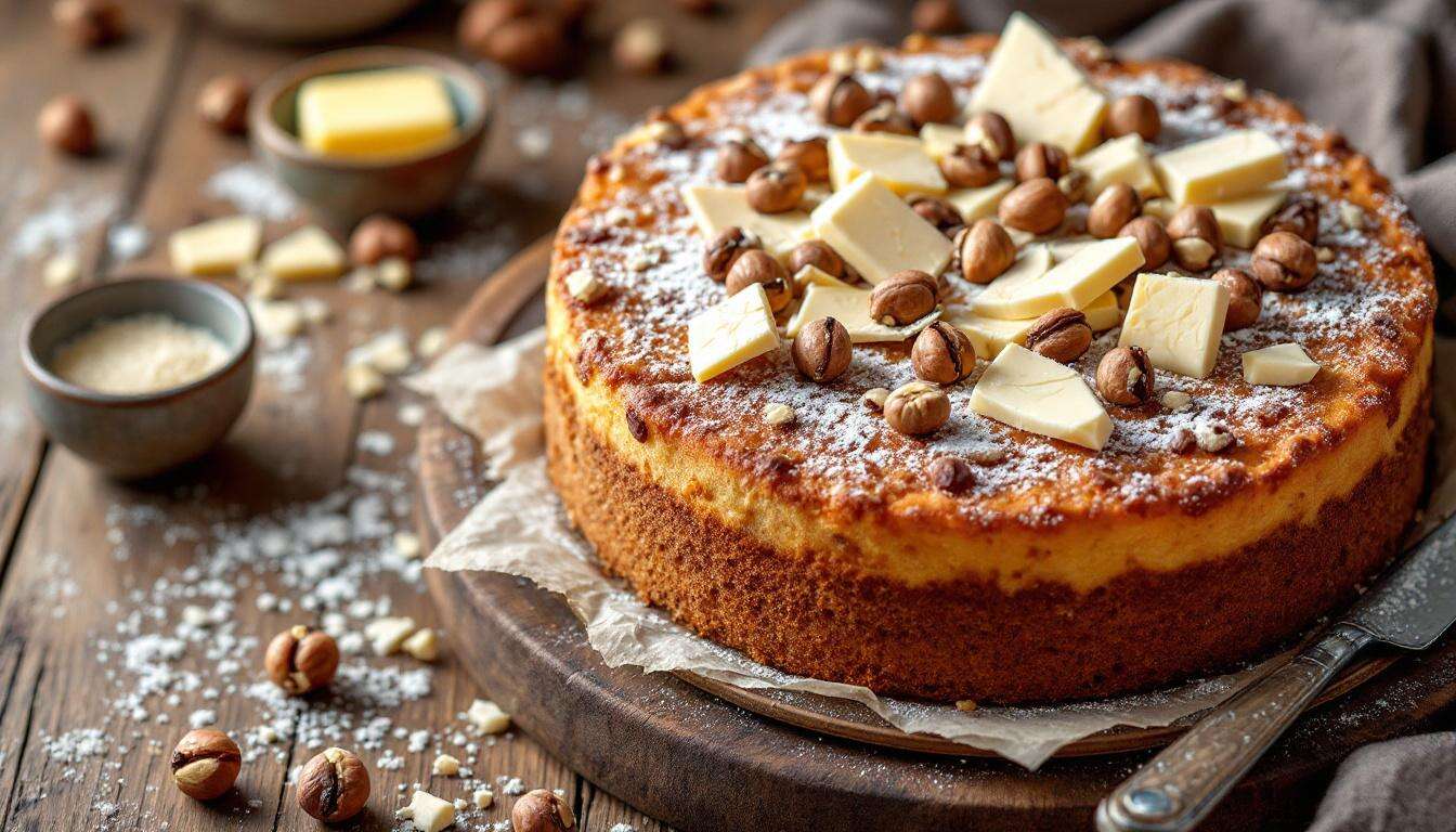 Torta nocciole e cioccolato bianco: morbida, profumata e senza lievito