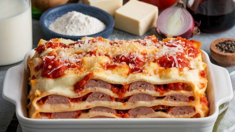 Rose di lasagne al forno: rotolini filanti con ragù di salsiccia e besciamella