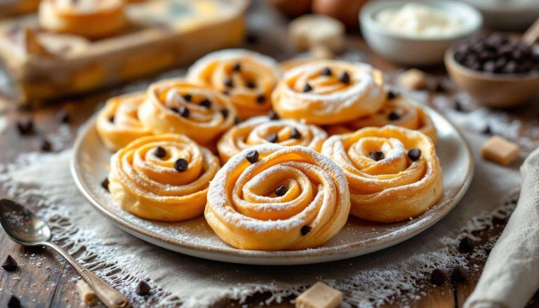 Girelle di pasta sfoglia con ricotta e gocce di cioccolato: la ricetta dei dolcetti facili e golosi